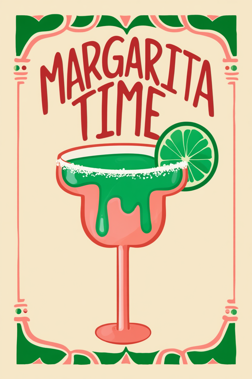 Margarita Time – Fun Minimalist Art Print for Kitchens & Bars