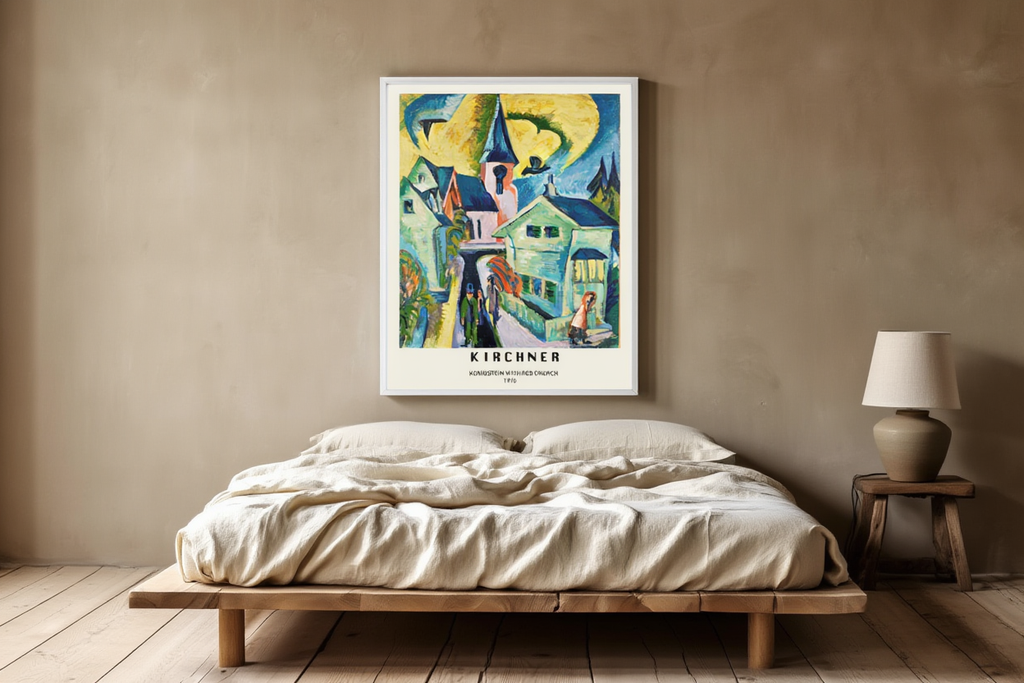 Ernst Ludwig Kirchner - Konigstein med rød kirkeplakat | HakyArts