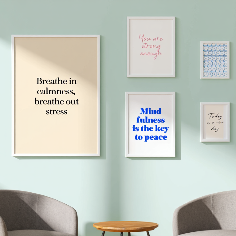 Mental Health Wall Art – Therapy Office Set of 5