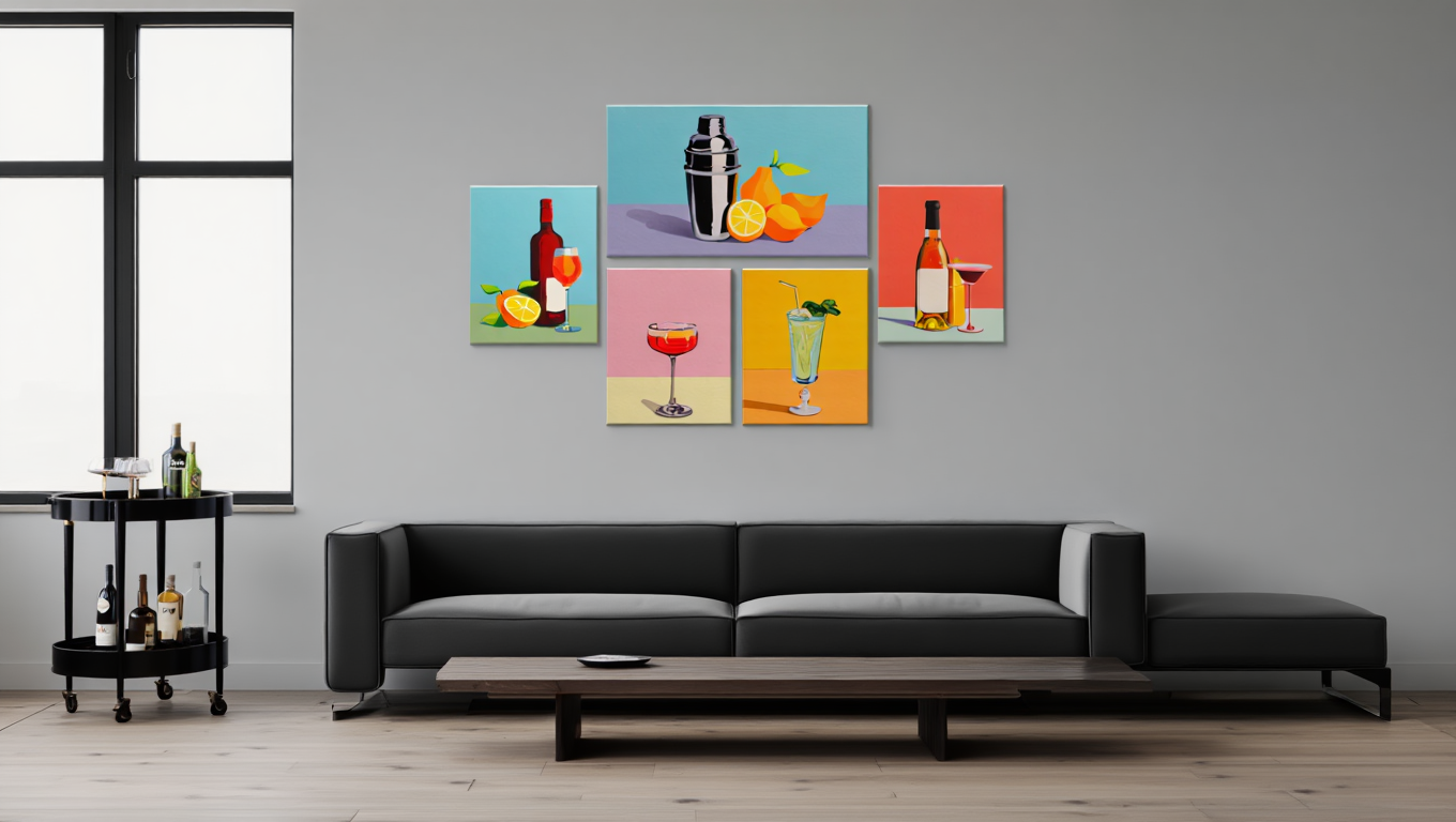 Cocktail Bar Drinks – Set of 5 Art Prints