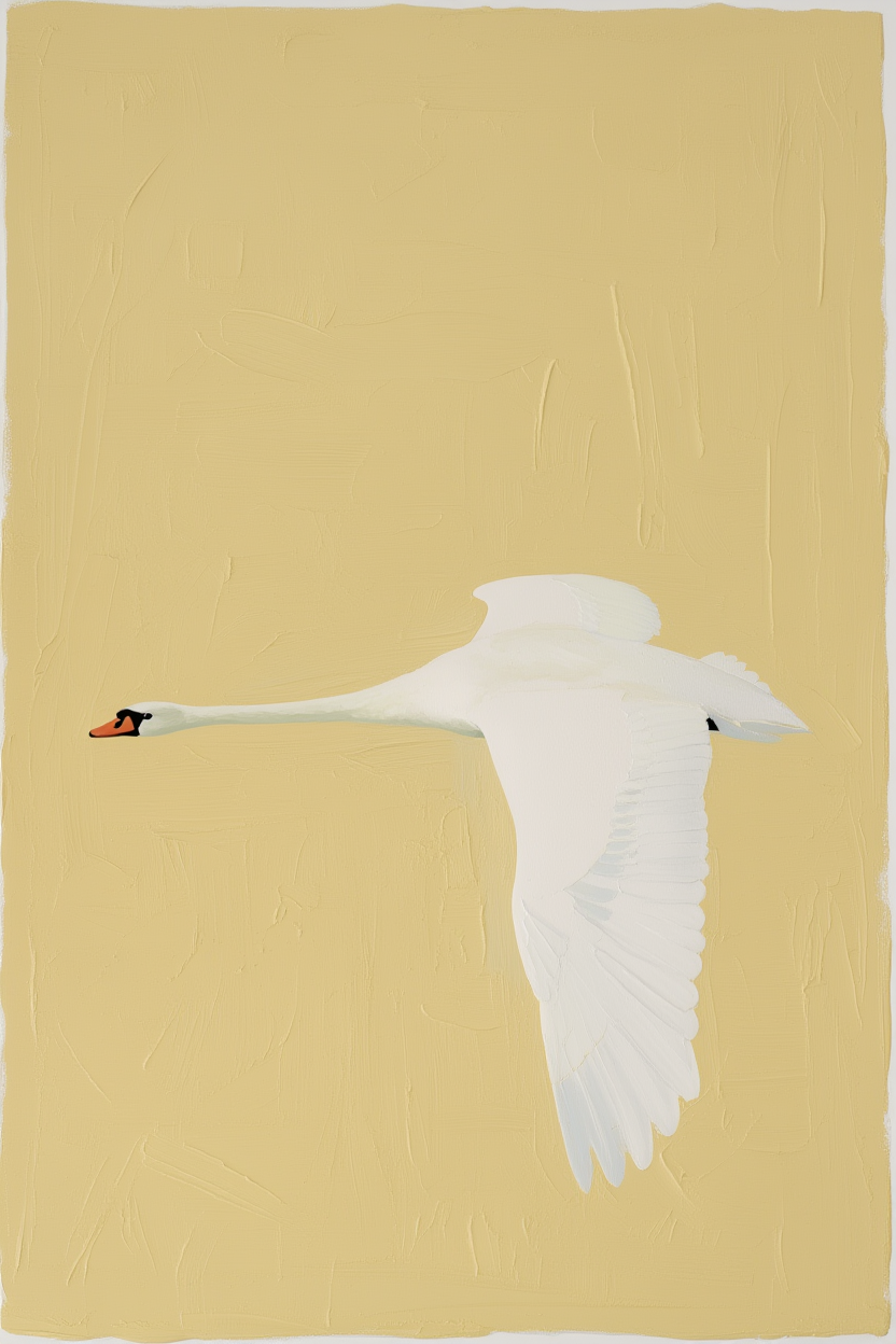 Grace in Flight – Soaring Swan Illustration
