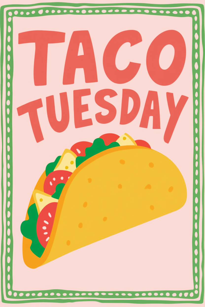 Taco Tuesday – Fun Minimalist Art Print for Kitchens & Dining Spaces