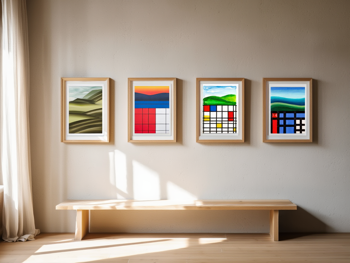 Modern Art Décor: Piet Mondrian 4-Prints