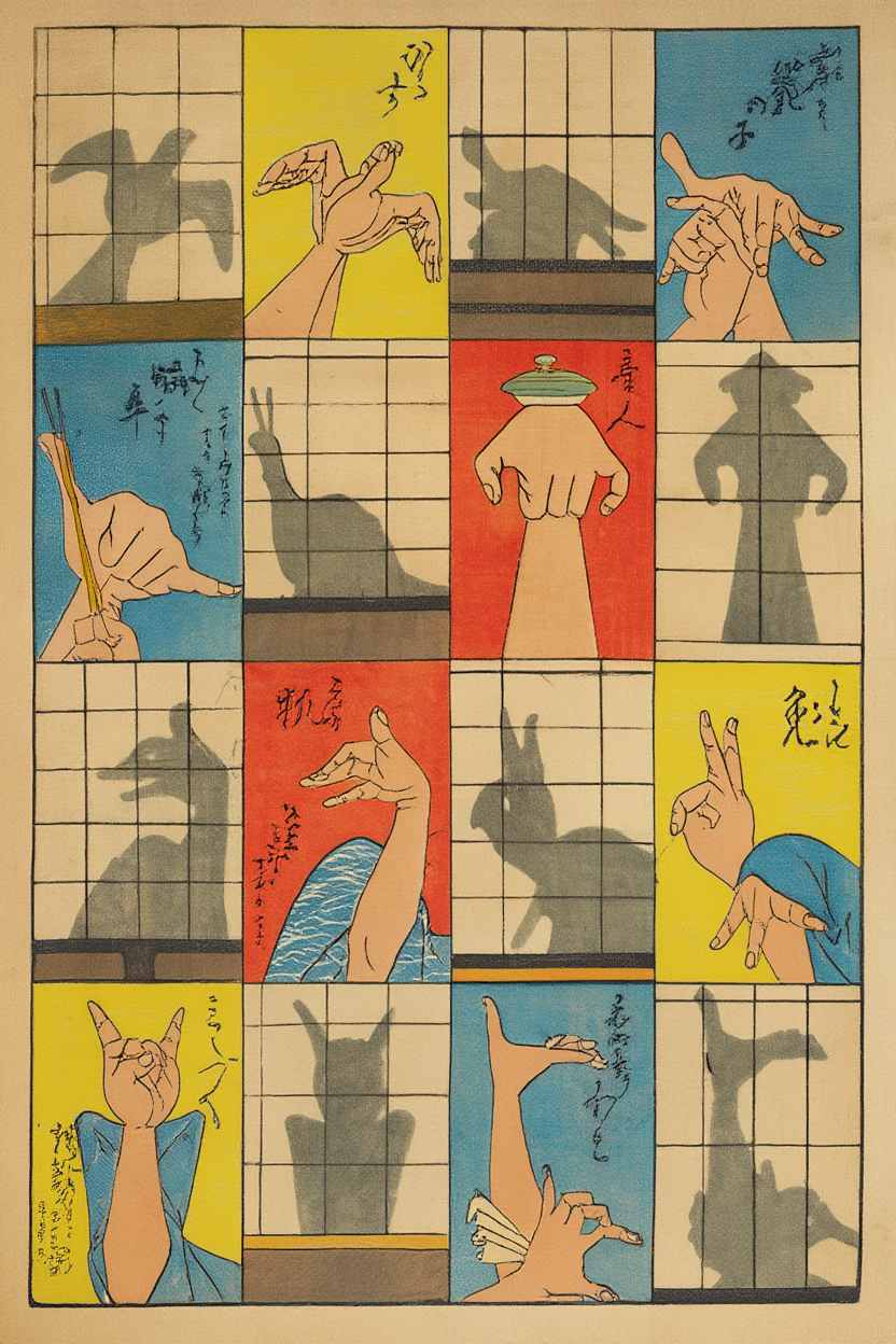 Eight Shadow Figures by Utagawa Hiroshige II – Japanese Ukiyo-e Art Print - Hakyarts