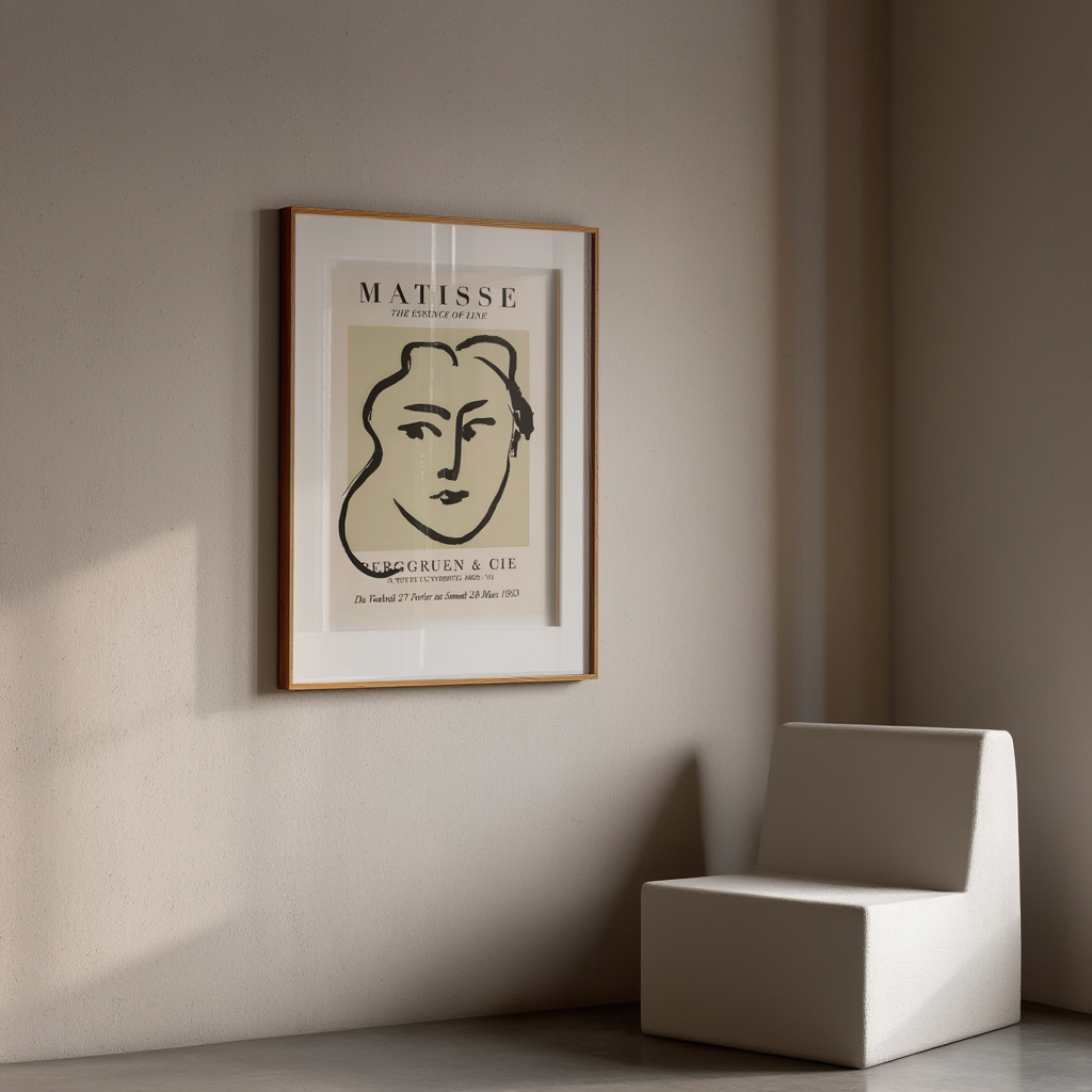 Modern Face Line Art – Matisse Inspired Poster – Minimalist Wall Art Print