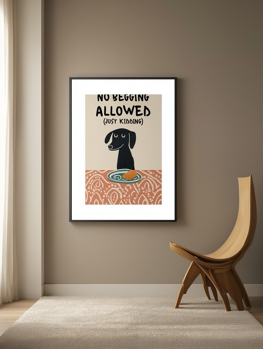 No Begging Allowed – Just Kidding! Humorous Minimalist Art Print