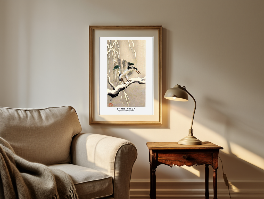 Ohara Koson - Night Heron on a Snowy Branch Poster