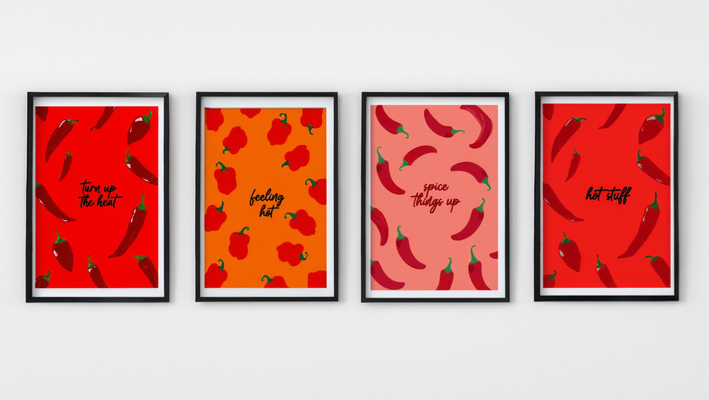 Red Spicy Peppers – Set of 4 Prints