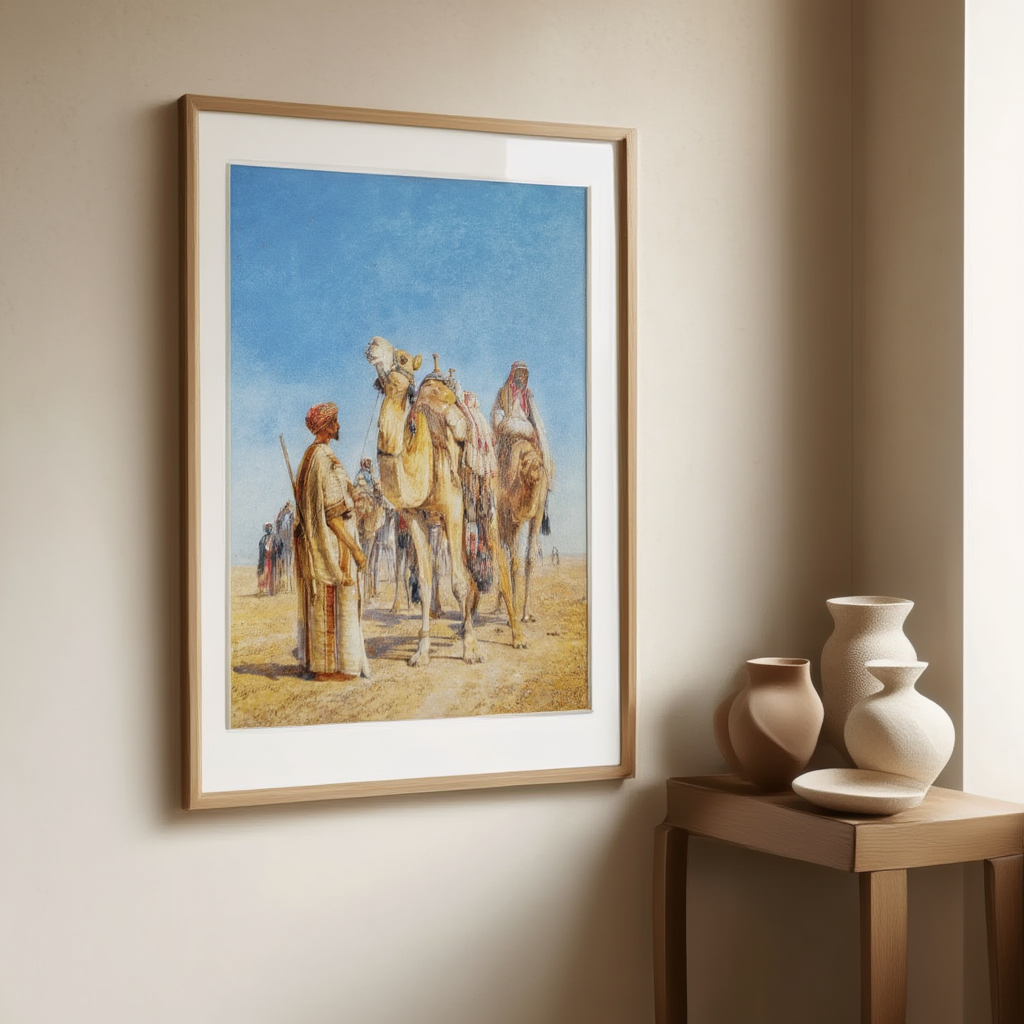 Halt in the Desert by John Frederick Lewis – 19th-Century Orientalist Figurative Art Print