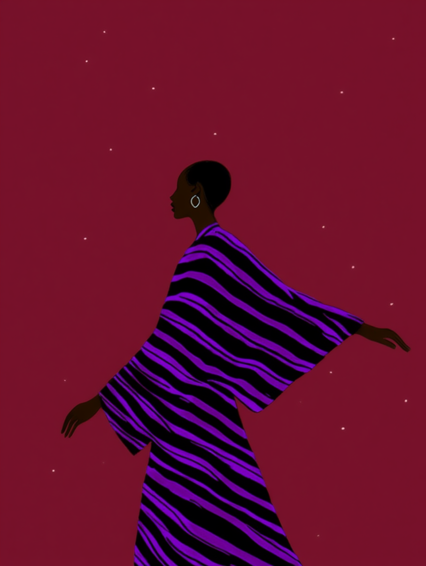 Dancing in Flow – Elegant Black Woman Art Print
