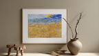 Landscape with Wheat Sheaves and Rising Moon – Vincent van Gogh Poster | Post-Impressionist Rural & Landscape Art Print