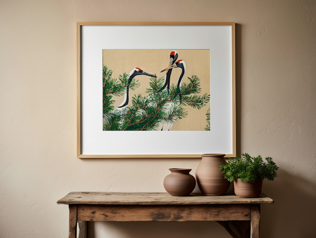 Kamisaka Sekka  - Cranes from Momoyogusa