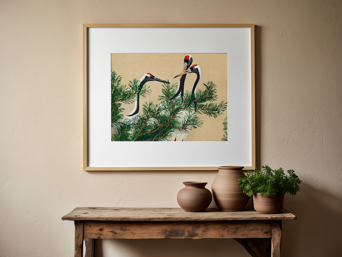 Kamisaka Sekka  - Cranes from Momoyogusa