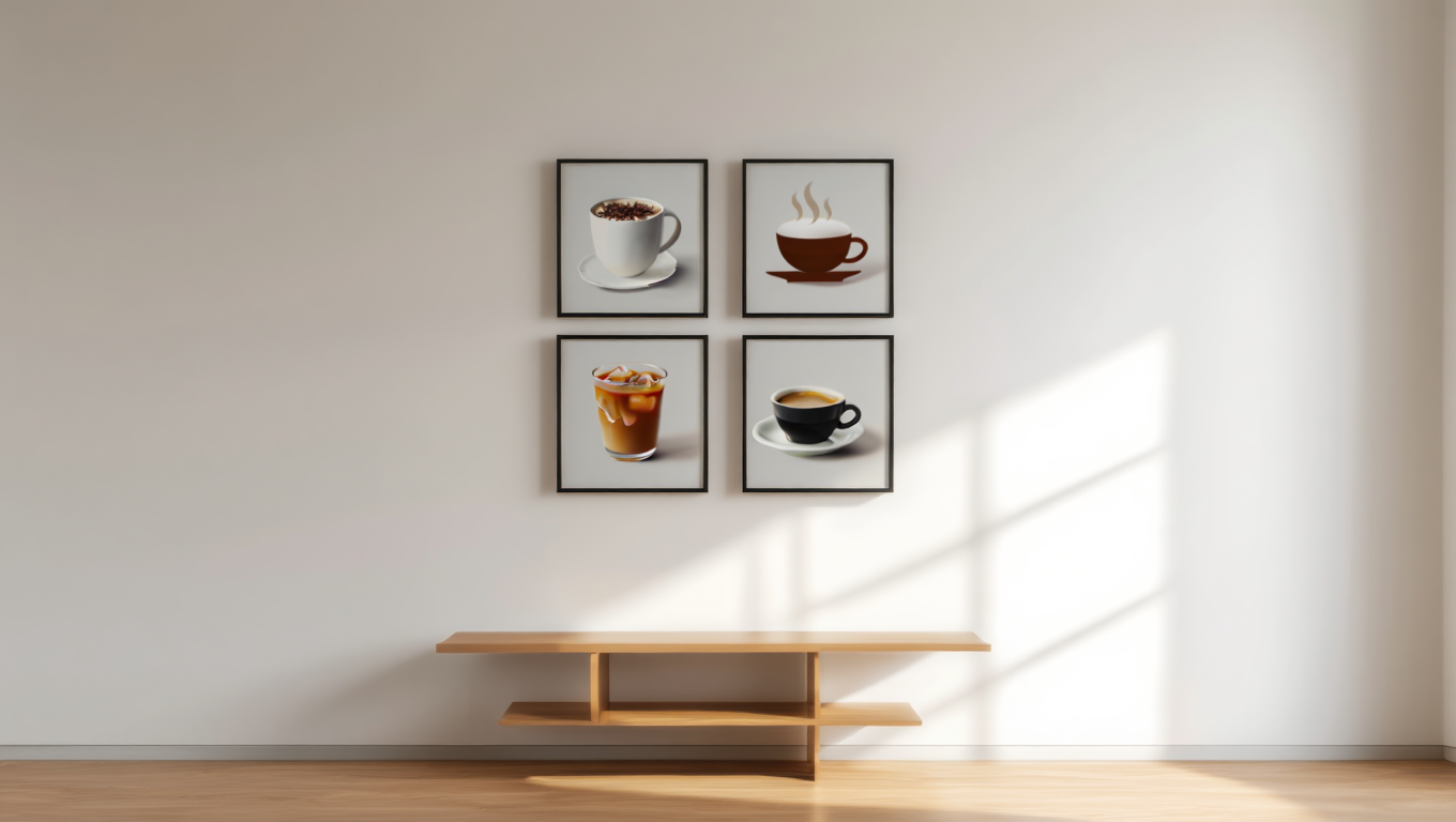 4 Coffee Posters – Minimalist Café Wall Art Prints