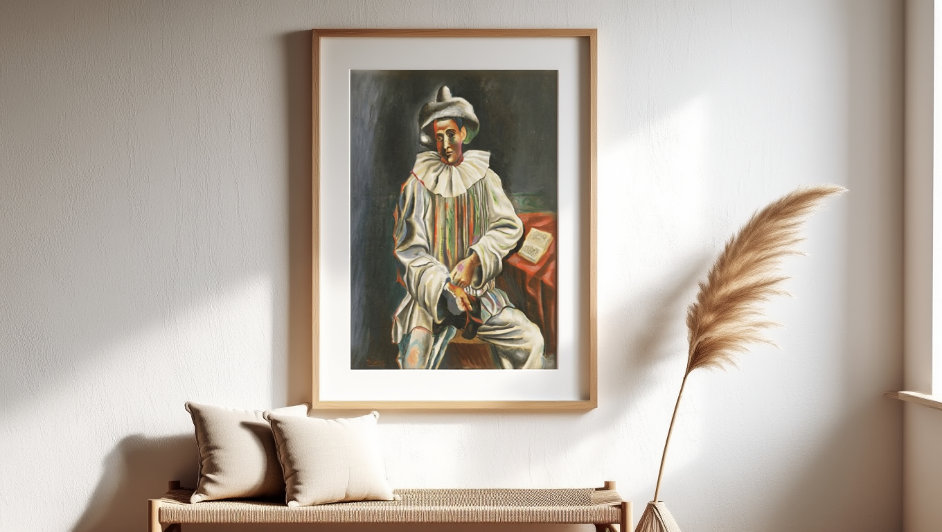 Pierrot by Pablo Picasso – Vintage Spanish Cubist/Neo-Classical Art Print