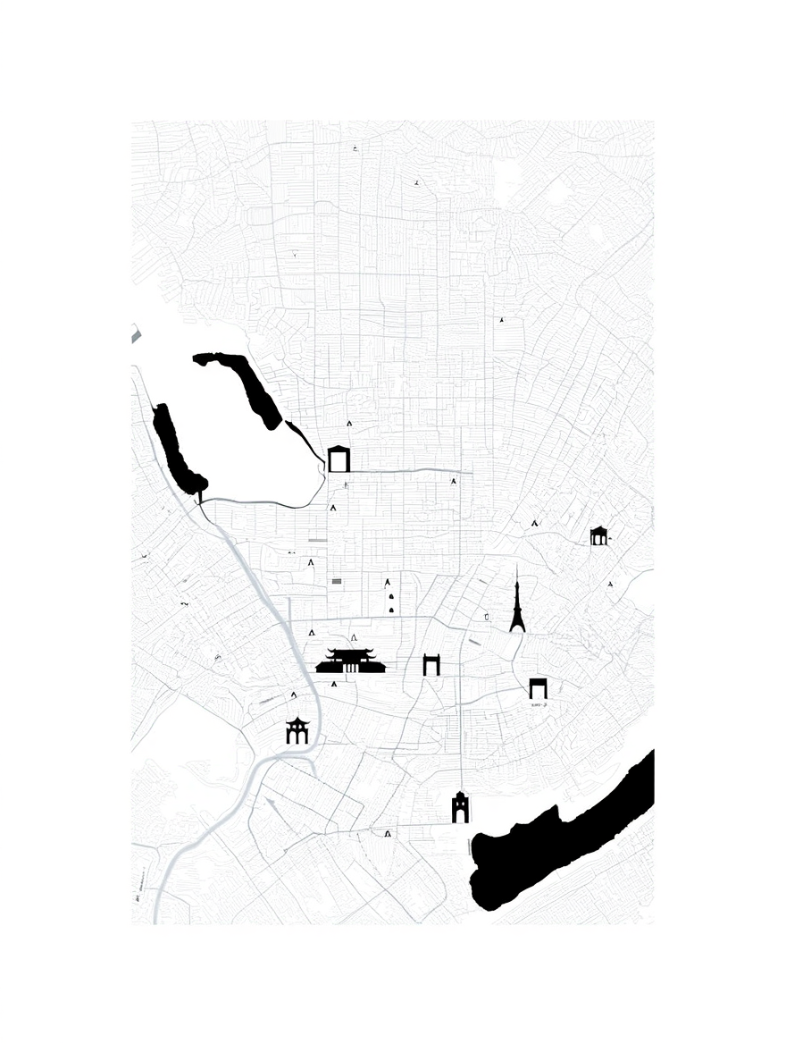 Tokyo City Map Poster – Minimalist Black & White Urban Wall Art Print