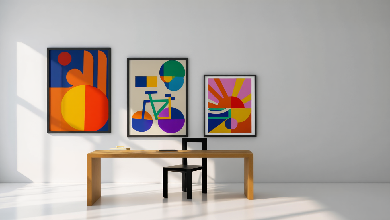 Bauhaus Geometric Pop Art – Living Room Set of 3