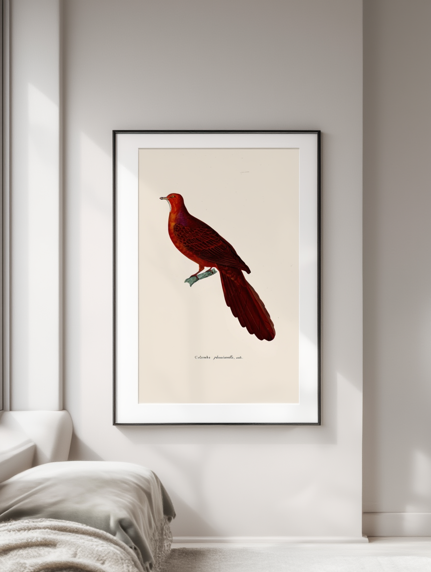 Red Parrot Minimal Print – Modern Tropical Bird Illustration | Sleek Minimalist Wall Art