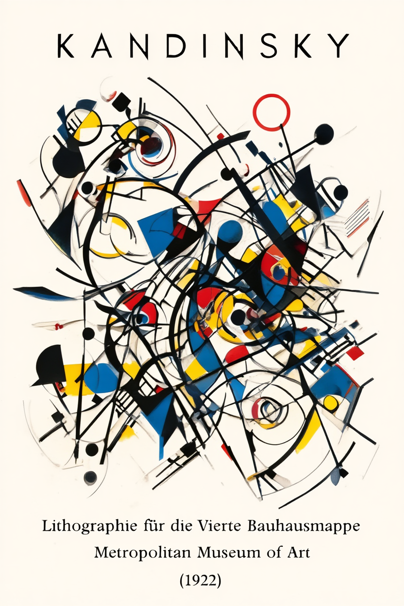 Kandinsky Abstract Geometry  – 6 Colorful Bauhaus Prints | Modern Gallery Wall Décor for Living Room, Bedroom & Office