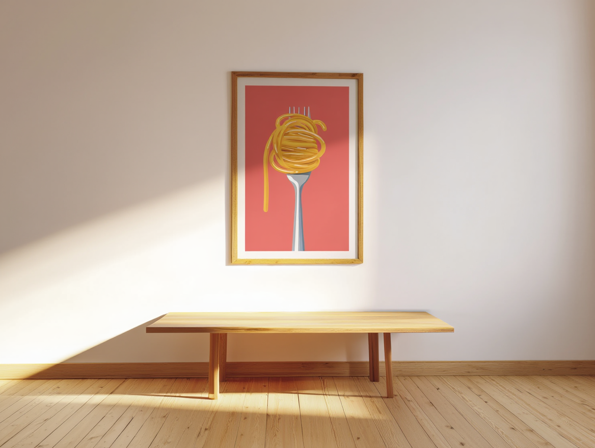 Pasta Fork Spaghetti – Minimalist Food Art Print