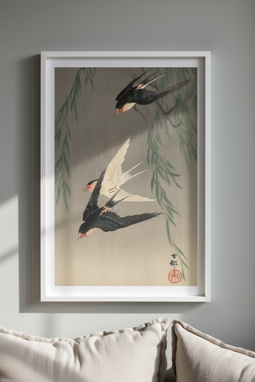 Ohara Koson - Swallow in Flight Poster