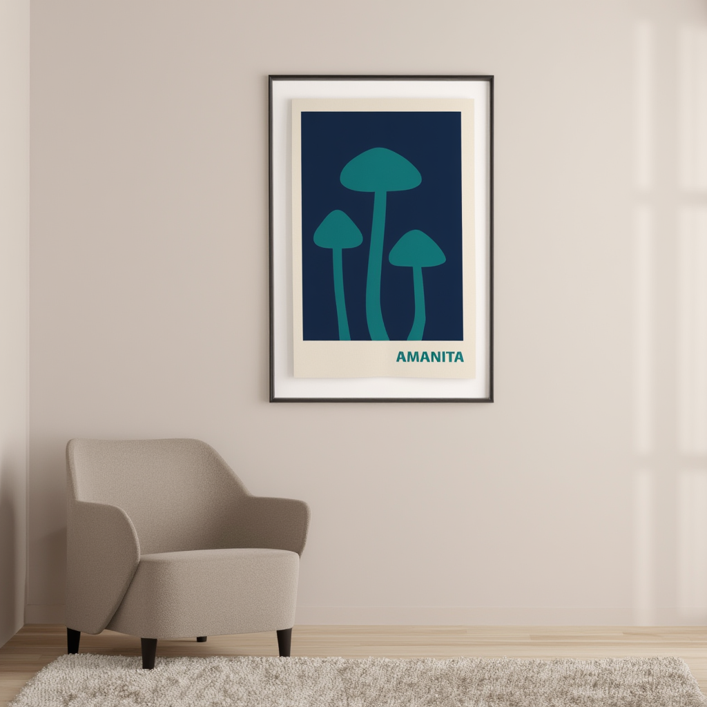 Amanita Mushroom – Minimalist Botanical Art Print for Contemporary Interiors