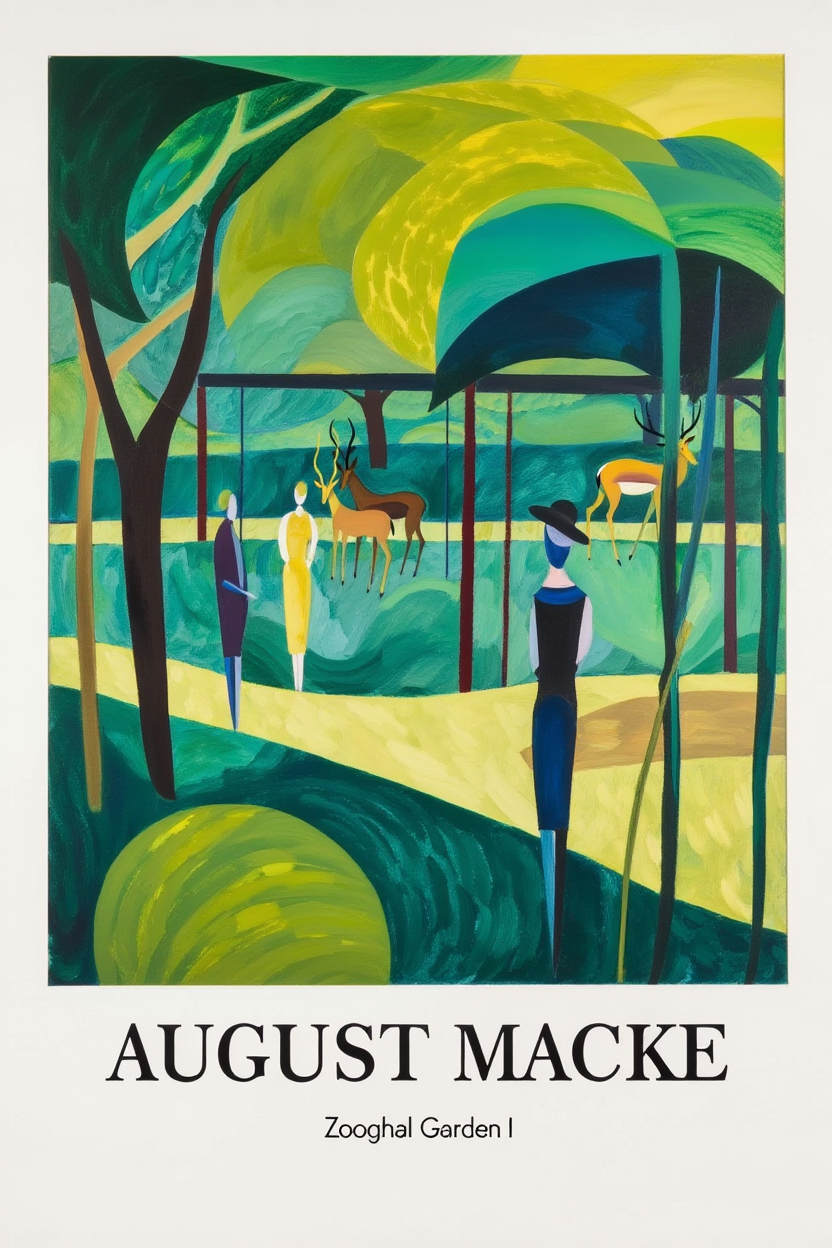 Bright & Bold August Macke Prints – 4 Modern Artworks for Living Room or Bedroom
