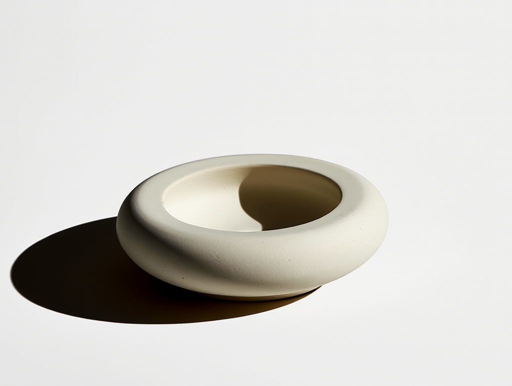 Minimalist Round Plaster Candle Holder – White Cream  Home Decor