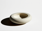 Minimalist Round Plaster Candle Holder – White Cream  Home Decor
