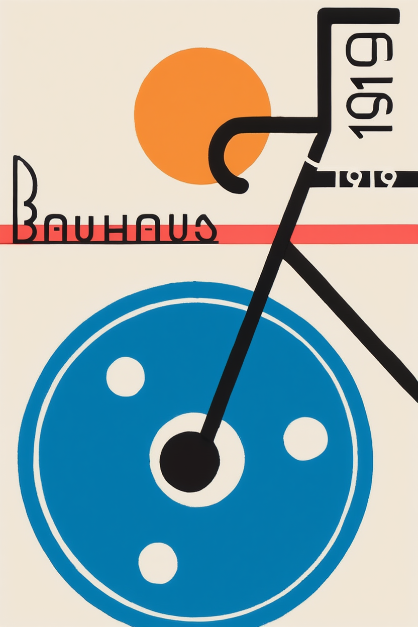 Bauhaus Bicycle – Minimalist Geometric Art Print for Contemporary Interiors