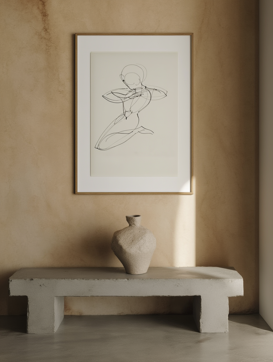 Oskar Schlemmer – Bauhaus Kneeling Figure Print (1922) – Modernist Art Poster