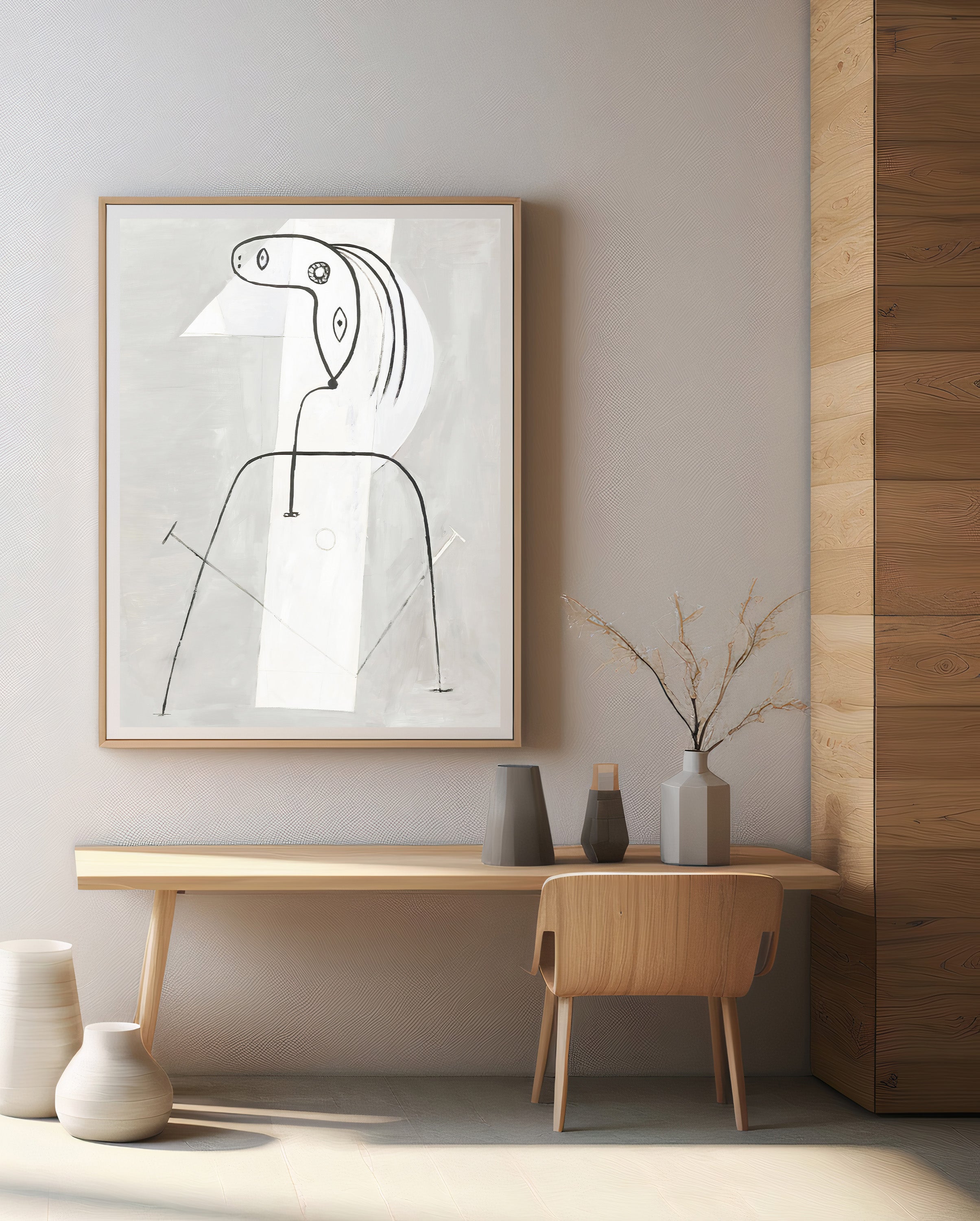 Contemplation Neutral Sketch Figure Drawing Print