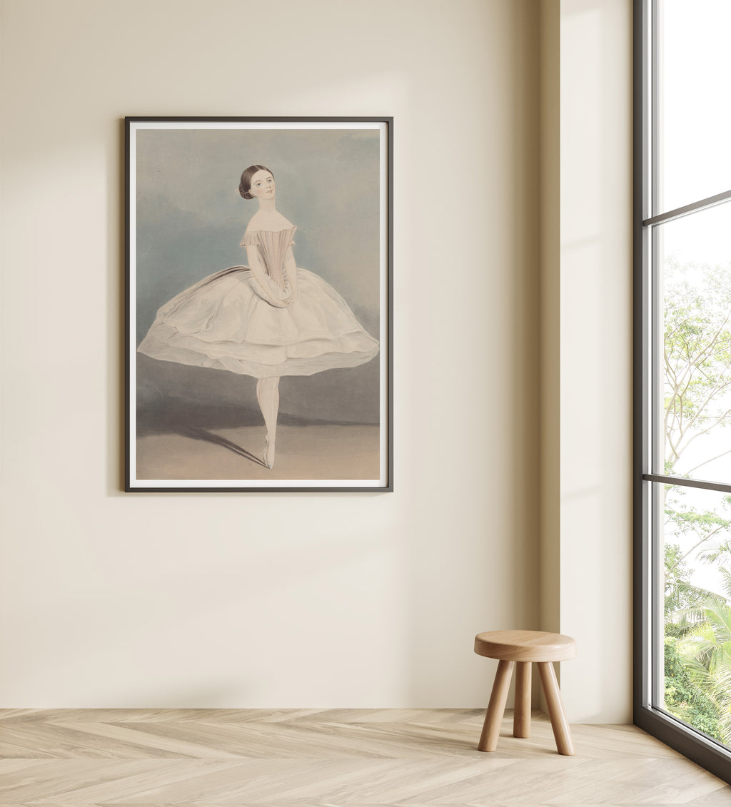 Ballet Pose Minimalist Drawing Art Print – Elegant Contemporary Wall Decor