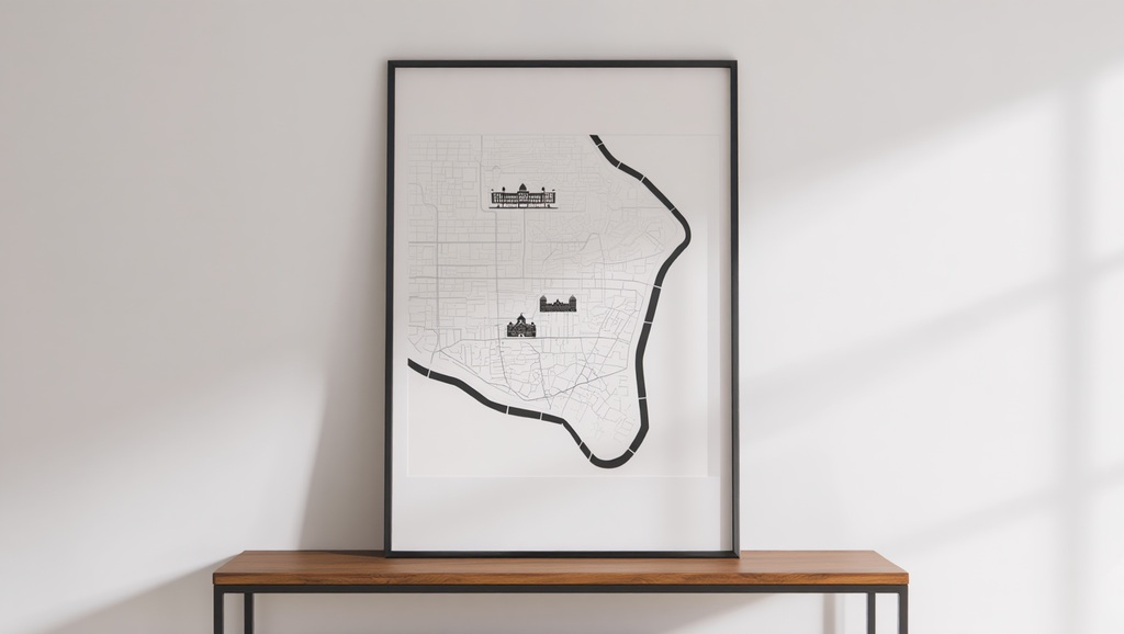 Mumbai City Map Poster – Black and White Minimalist Wall Art Print
