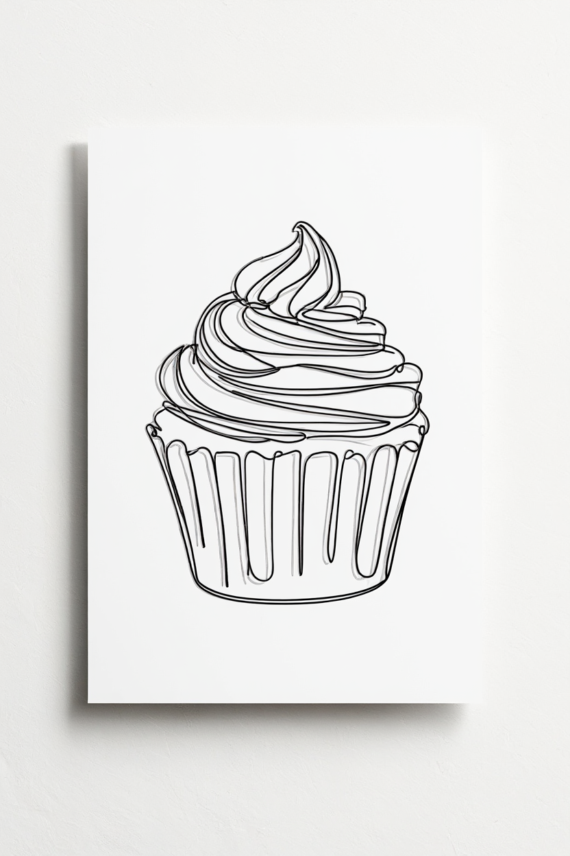 5 Minimalist Dessert Line Art Posters – Modern Canvas Prints for Kitchen, Dining & Cafe Wall Decor