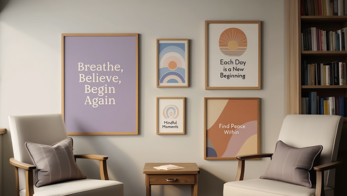 Mental Health Wall Art – Counselor Office Set of 5