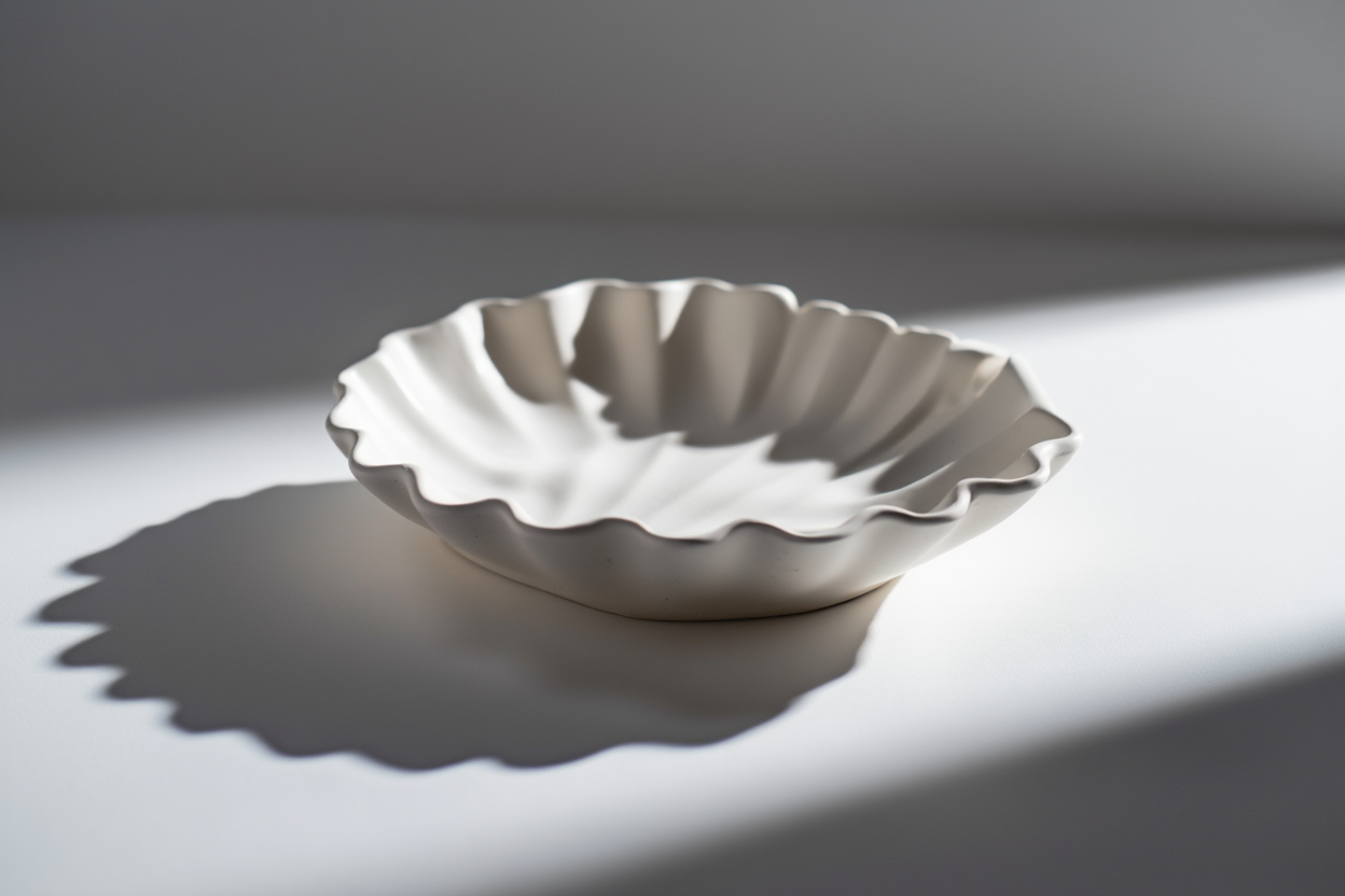 Minimalist Scallop Plaster Jewelry Tray – White Cream  Home Decor