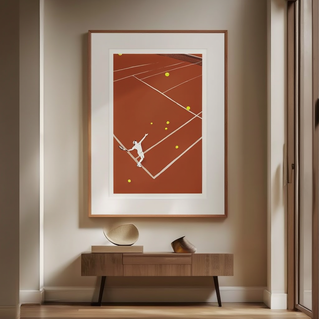Tennis Match Art Print – Minimalist Sports Wall Art for Modern Interiors