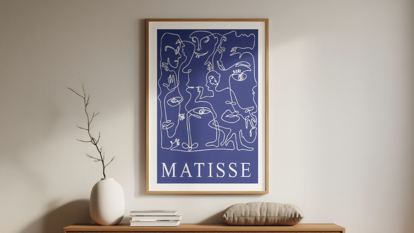 Matisse – Yves Klein Blue Abstract Faces – Art Print