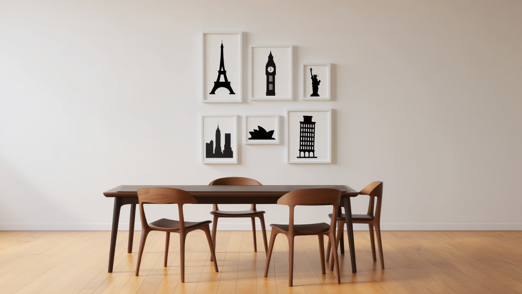 Famous Landmarks Silhouette Collection – Dining Room Set of 6