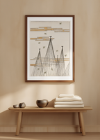 Skyscape with Birds Flying by Watanabe Seitei – Japanese Meiji Period Nature Art Print