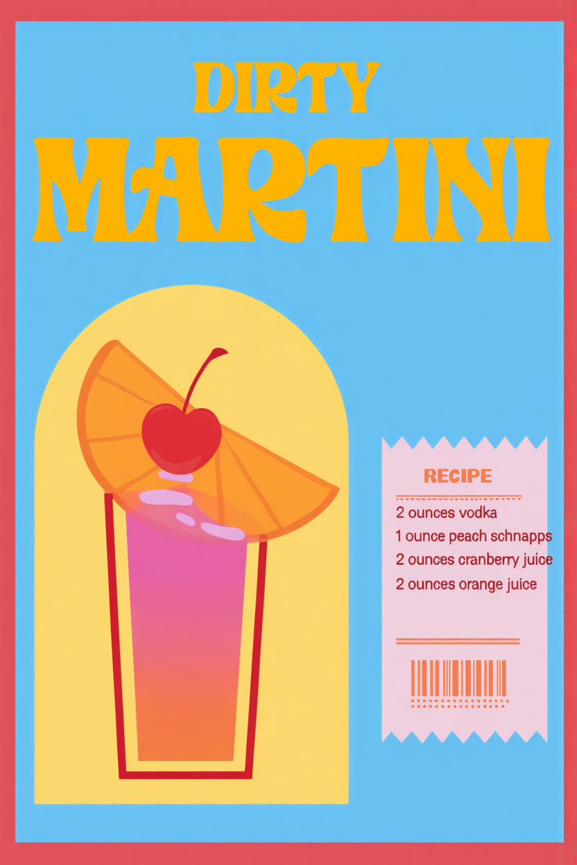 Vibrant Retro Cocktail Posters – 4-Piece Kitchen Wall Art