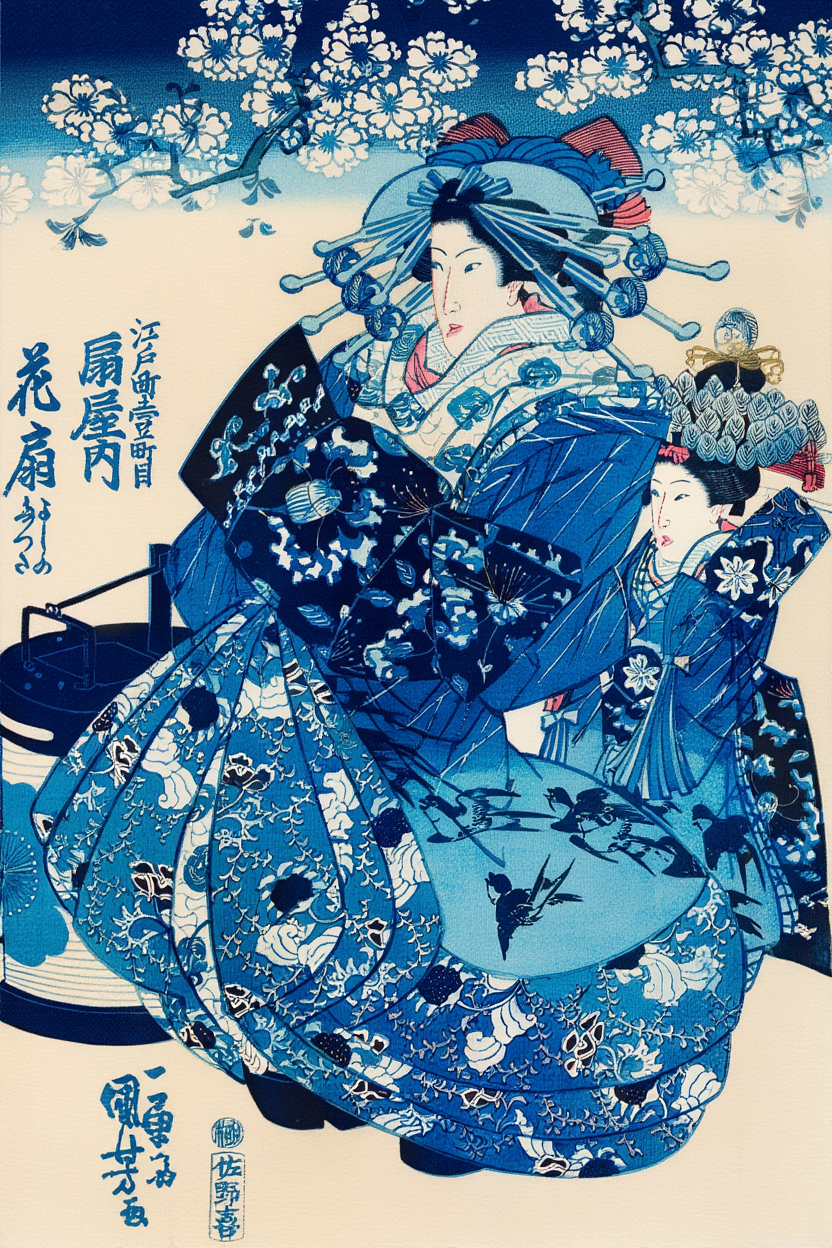 Utagawa Kuniyoshi – Ogiya uchi Hanaogi | Japanese Ukiyo-e Art Print
