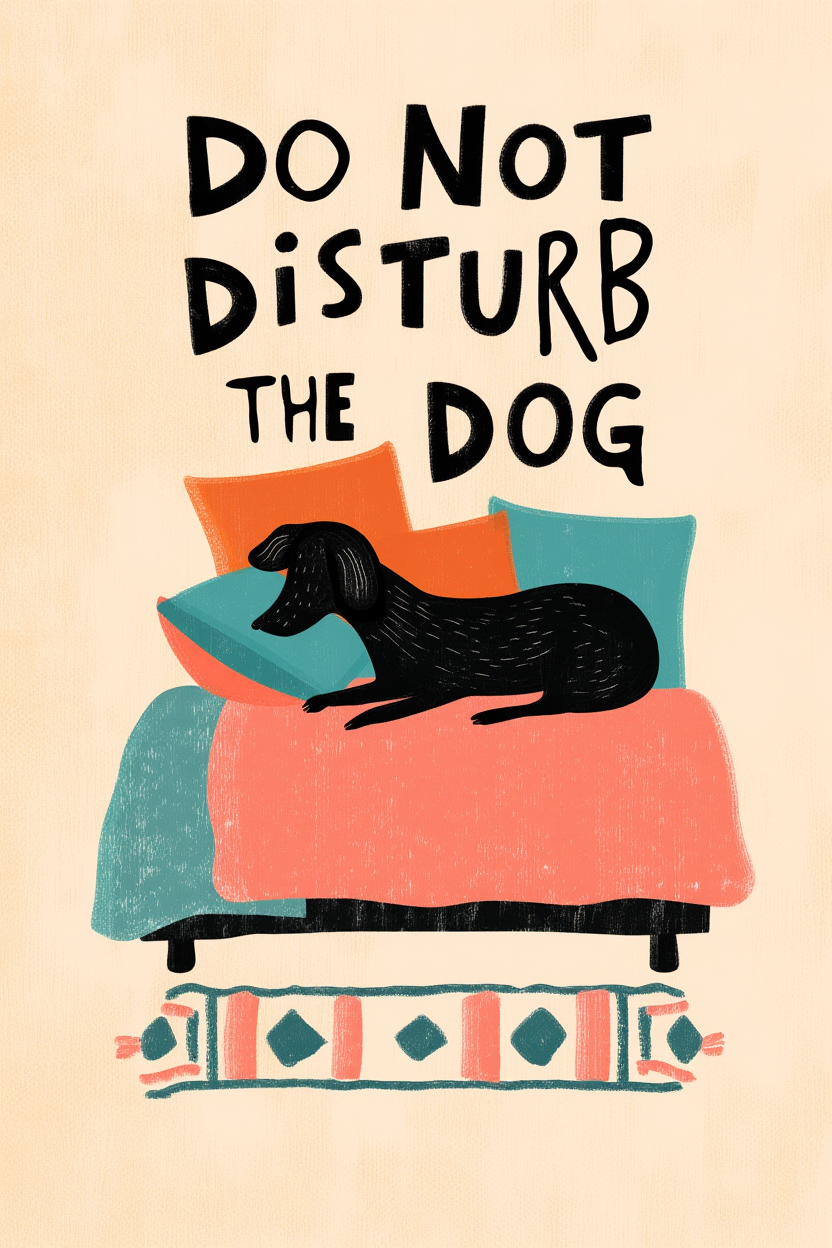 Do Not Disturb the Dog – Humorous Minimalist Art Print