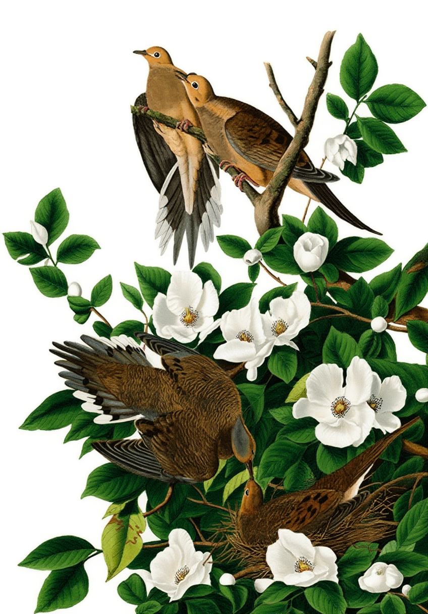 Mourning Dove (‘Zenaida macroura’) by John James Audubon – Ornithological Art Print
