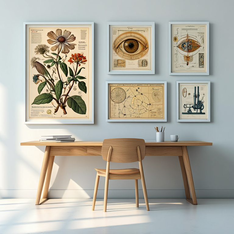 Curiosity & Discovery – Vintage Science Office Set of 5 Prints