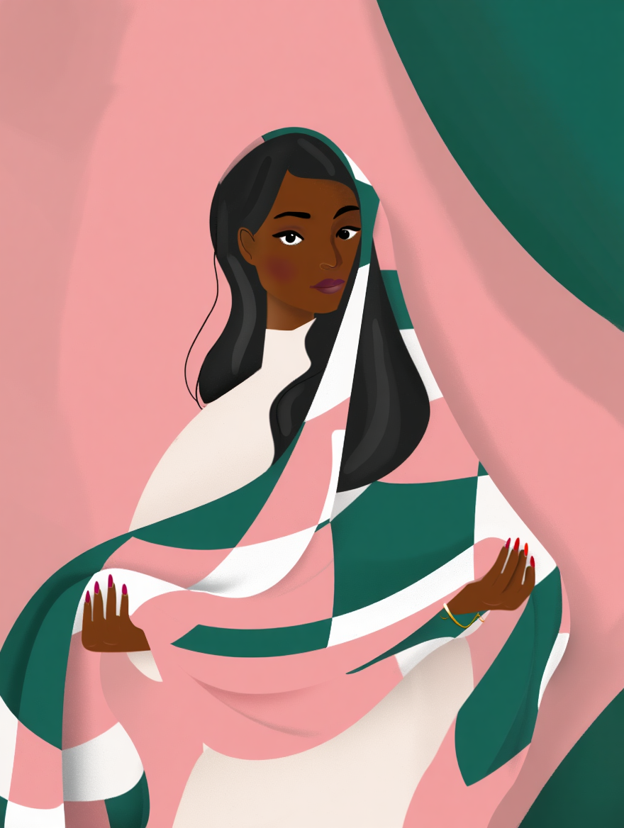 Set of 4 Illustrated Black Women Prints – Contemporary Portrait Wall Art - Hakyarts