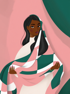 Set of 4 Illustrated Black Women Prints – Contemporary Portrait Wall Art - Hakyarts