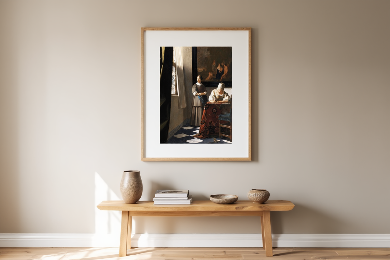 Johannes Vermeer – Lady Writing a Letter with her Maid - Classic Dutch Masterpiece Art Print