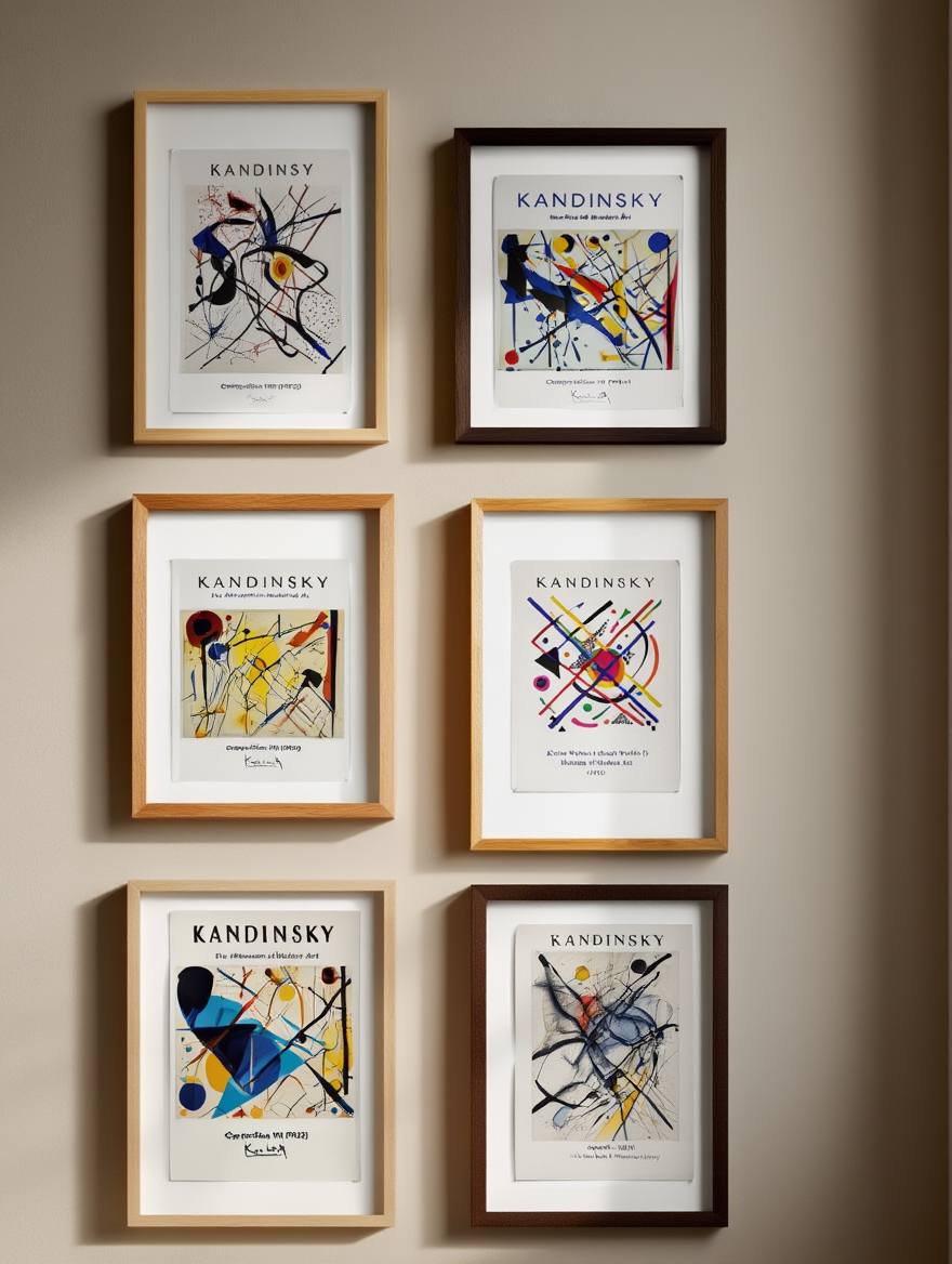 Kandinsky Geometric Abstract – 6 Modern Bauhaus Prints -Colorful Composition Gallery Wall Set for Living Room, Bedroom, or Office